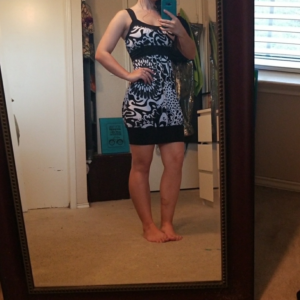 Black and white floral dress