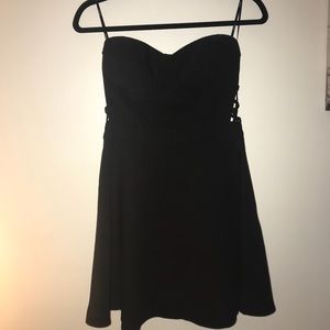 Strapless black dress with detailed back