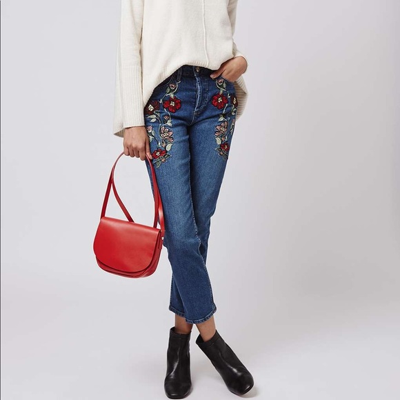🌹Topshop embroidered mid-rise straight jean 26 🌹 - Picture 1 of 7
