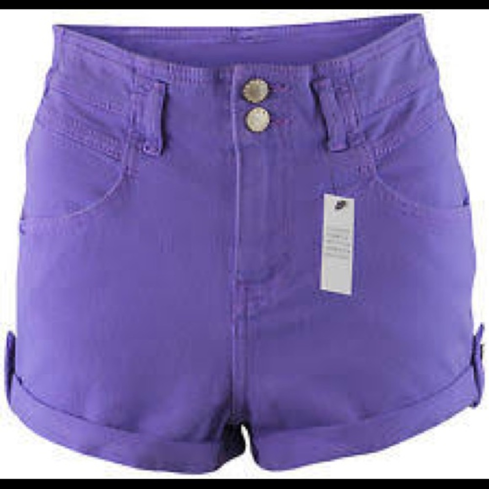 Purple top shop high waist moto shorts size 4