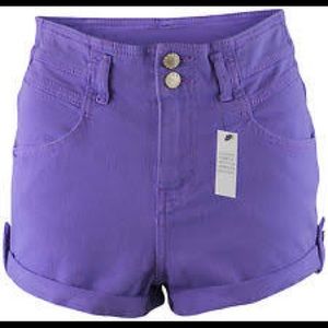 Purple top shop high waist moto shorts size 4