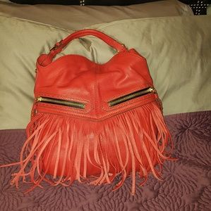 OrYany Red Leather Bag with fringe tassel