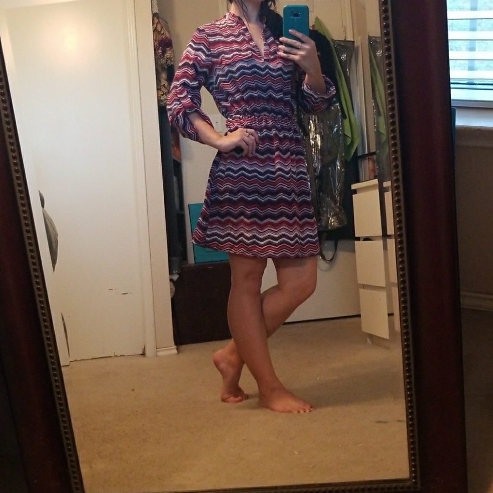 Multicolored quarter sleeve dress