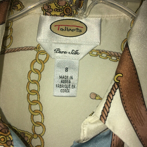 Equestrian Preppy Buttondown Shirt 100% Pure Silk - Picture 2 of 3