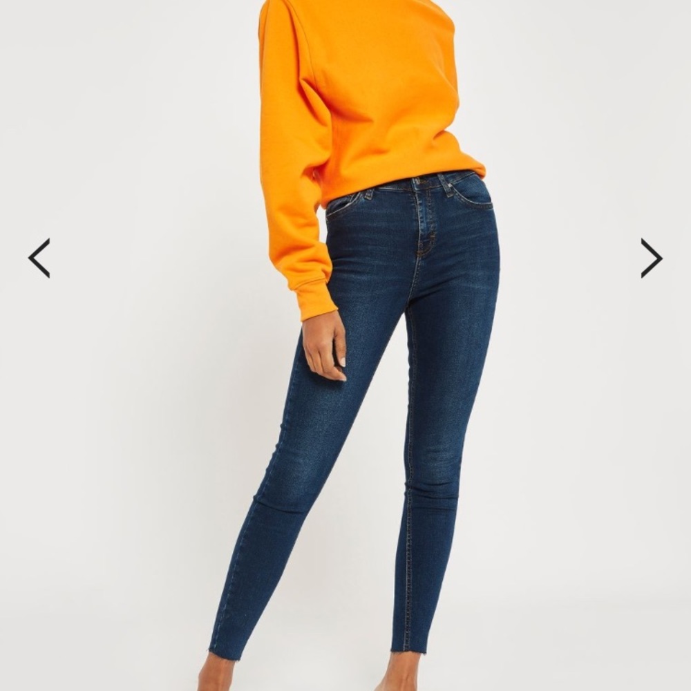 Topshop Moto Jamie High Rise Raw Indigo Jeans 26