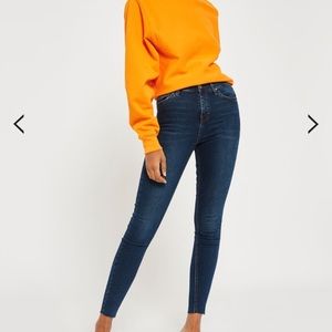 Topshop Moto Jamie High Rise Raw Indigo Jeans 26