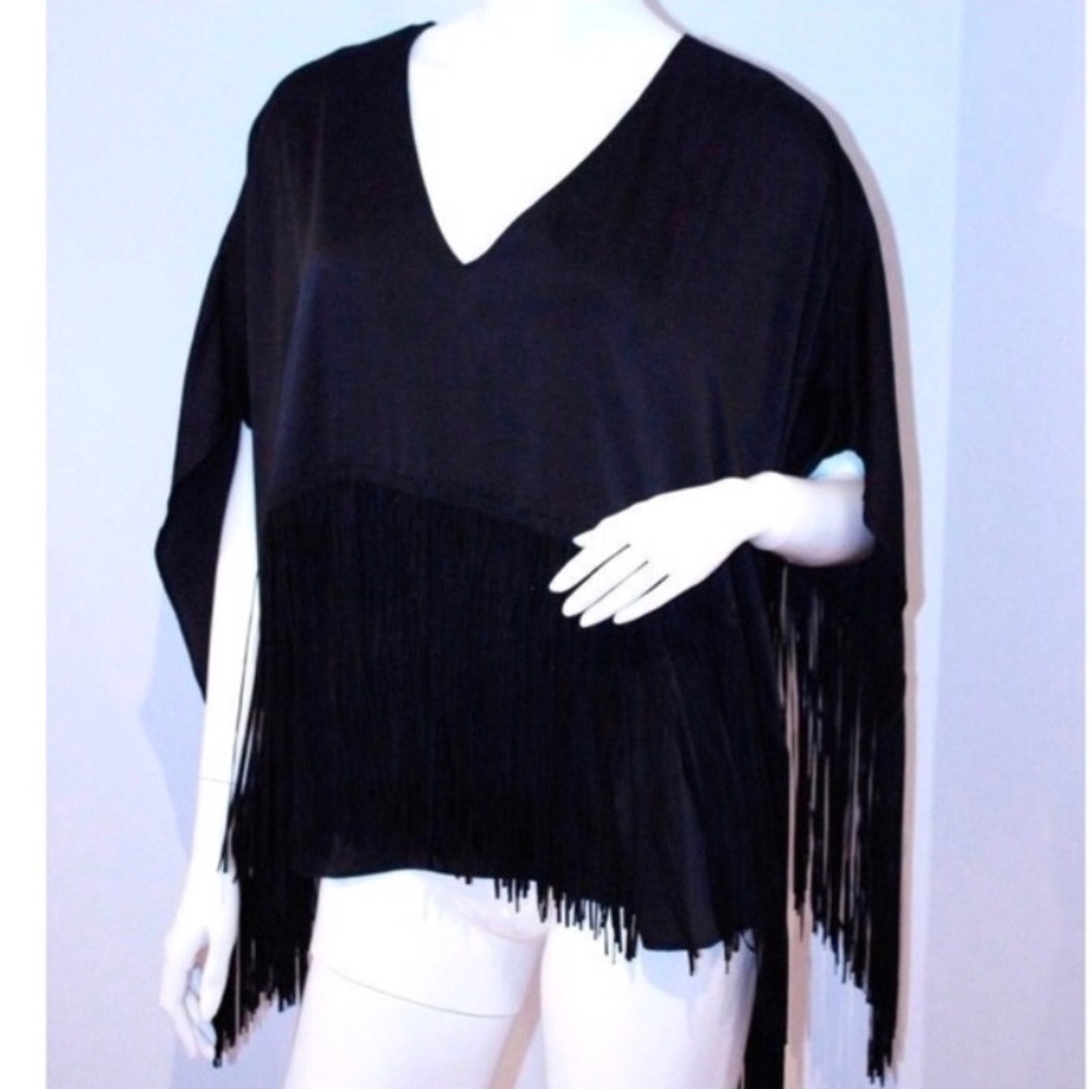BCBG fringe poncho
