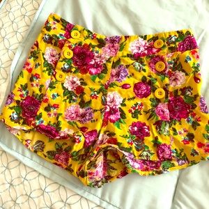 Forever21 yellow floral summer sailor shorts