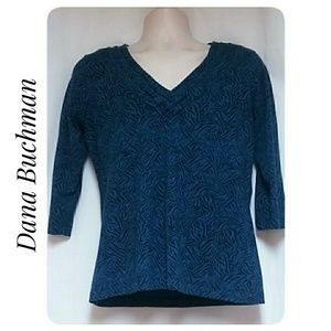 Dana Buchman V-Neck Stretch Top Size Medium