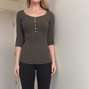 Olive stretch Henley tee