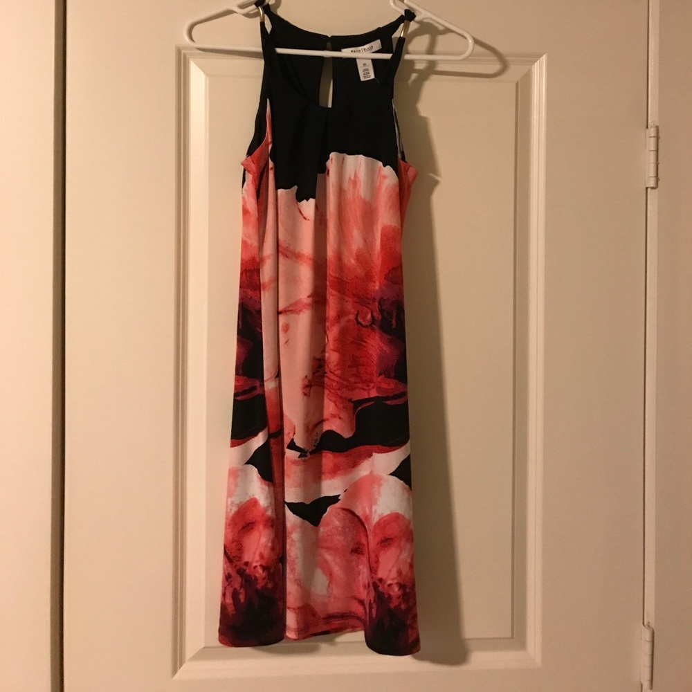 NWT WHBM Dress with pink floral design; size XS