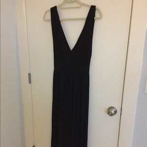 Bobi Deep V long black dress