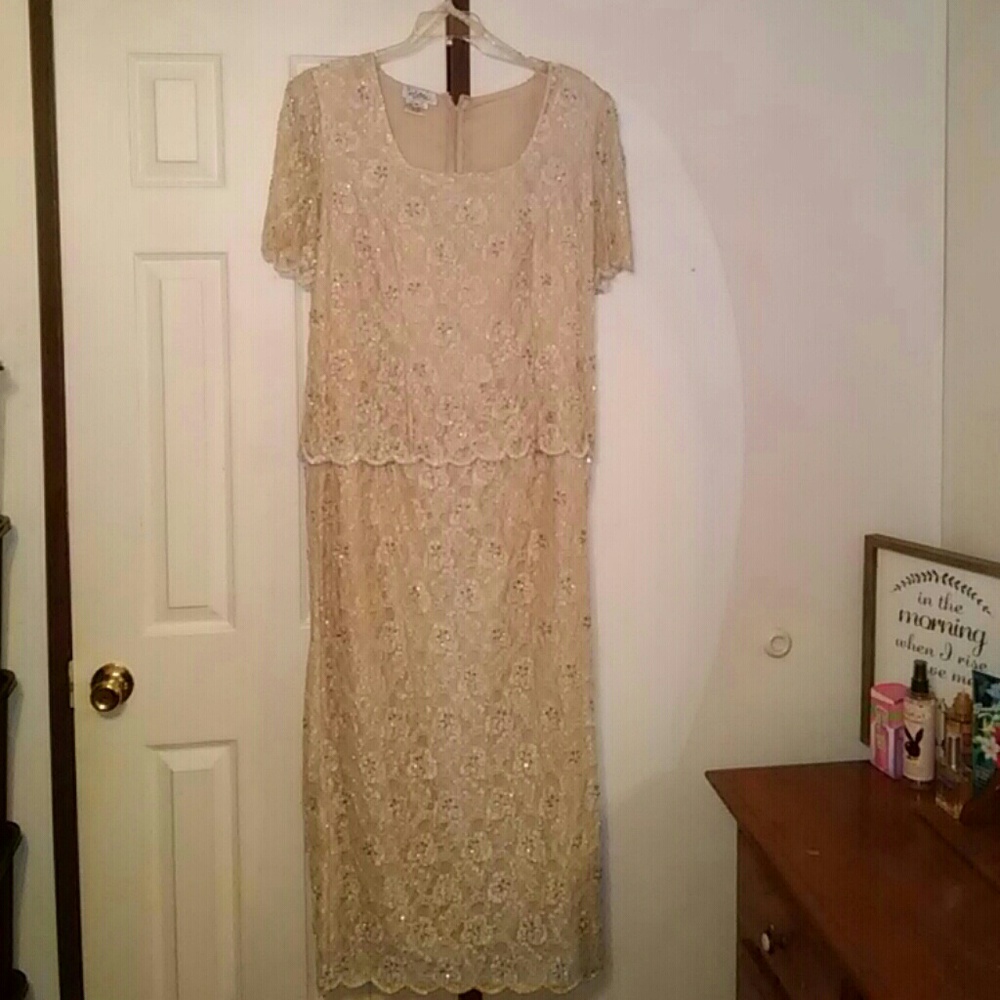 Long Beaded Evening Gown