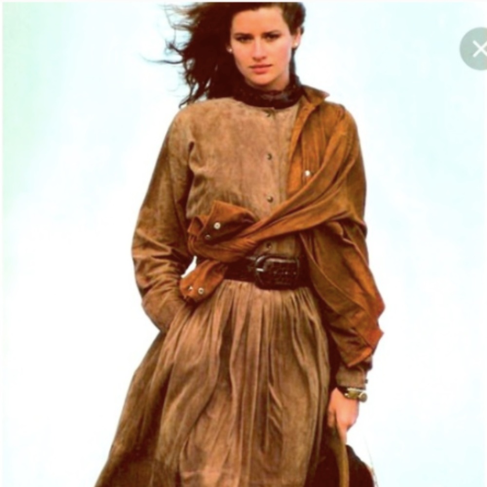 Vintage Ralph Lauren purple label suede dress