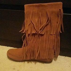 Cognac Fringe Boots