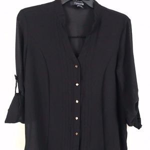 Forever 21 Black Button Down Shirt / Blouse Sz S
