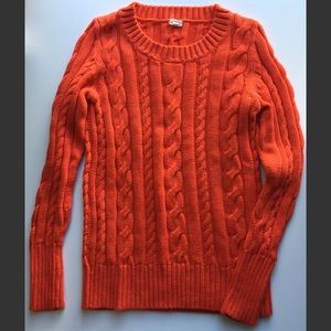 J Crew orange cable sweater