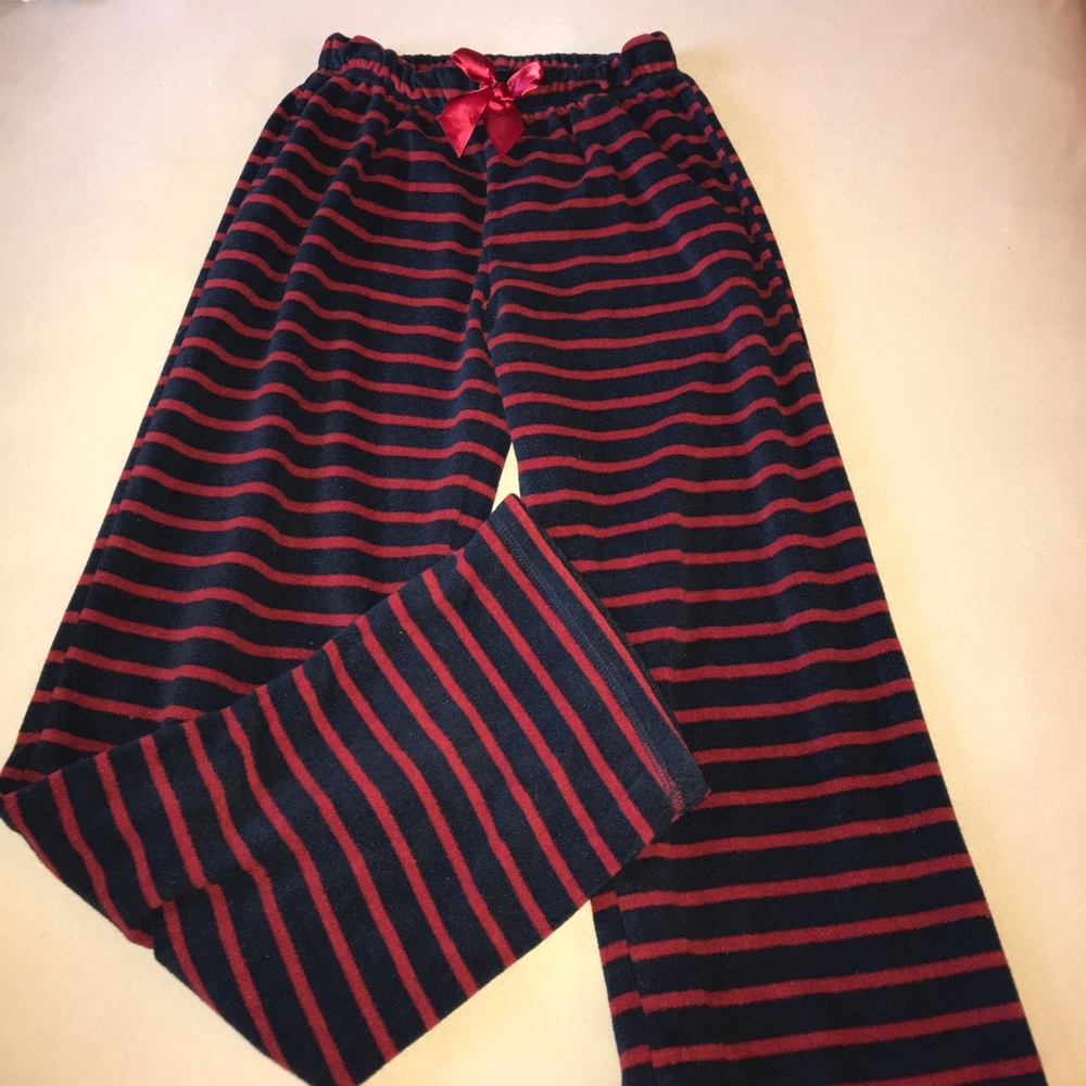 Lands end striped fleece  pajamas