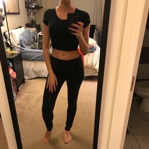 Brandy Melville Black short sleeve crop top!