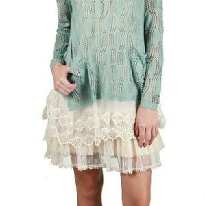 RYU : Ruffled Tunic Lace Slip Dress