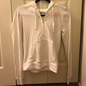 SOLD Victoria Secret Love Pink Zip Up Hoodie White