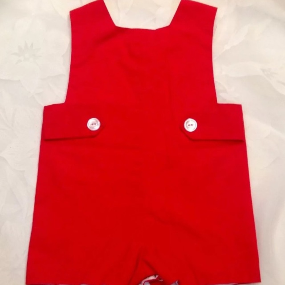 π2 X HPπ Vtg Red Romper With Teddy Bear 9-12 Mos - Picture 3 of 4