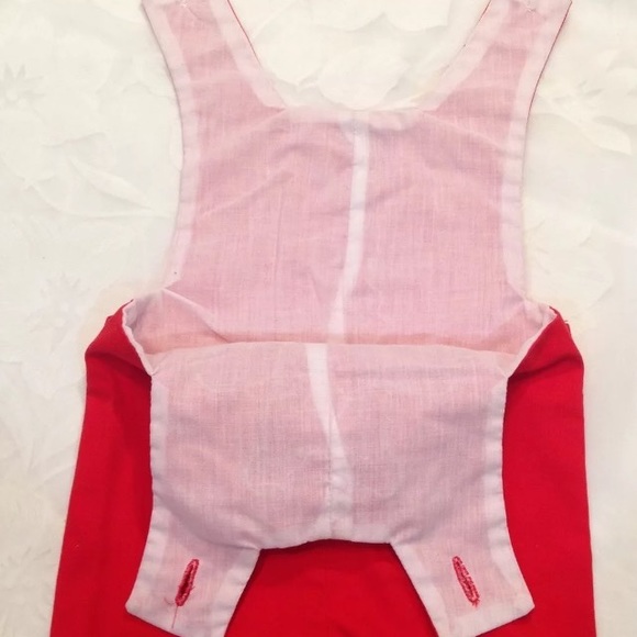 🎉2 X HP🎉 Vtg Red Romper With Teddy Bear 9-12 Mos - Picture 4 of 4