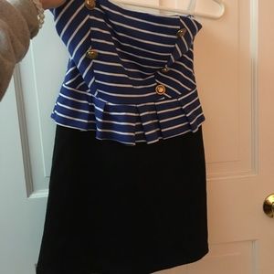 Nautical strapless mini dress