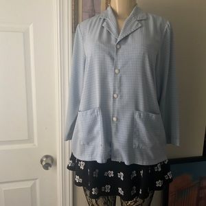 🌾Silky Buttoned Pajamas Top w/ Pockets.SKY BLUE.
