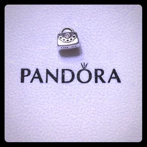 Pandora Sterling Silver Charm, with Pink CZ