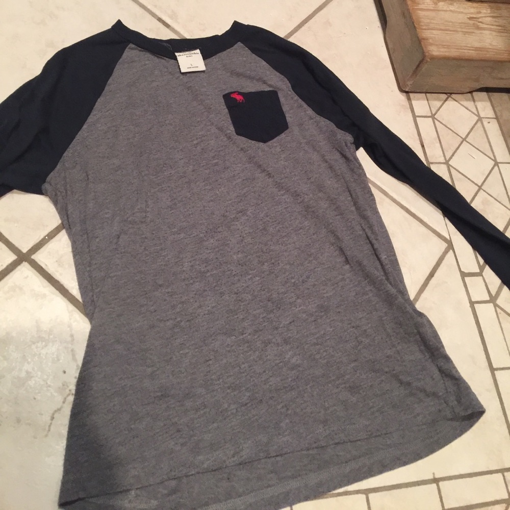 Grey and blue Abercrombie kids t shirt