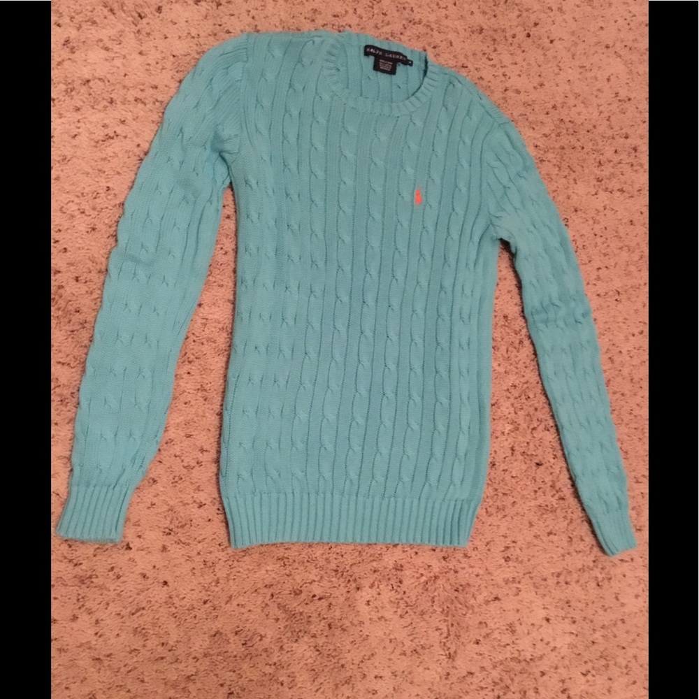 Turquoise RL cable knit
