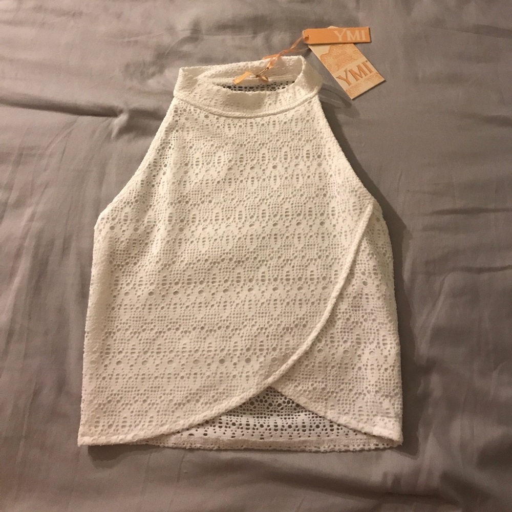 Lace High Neck Crop Top