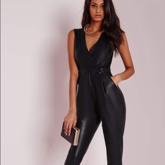 missguided leather jumpsuit