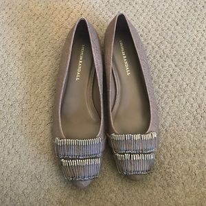 Loeffler Randall tan taupe safety pin flats