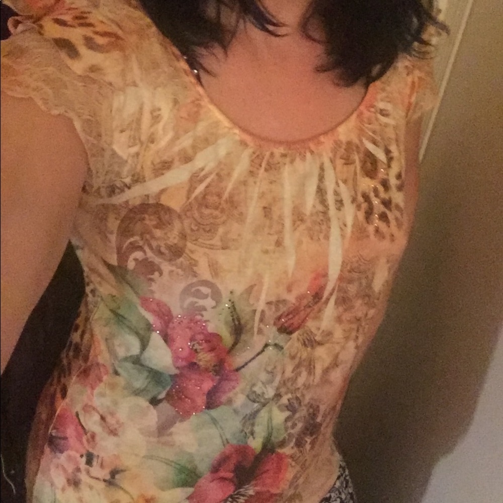 Lacy printed t shirt