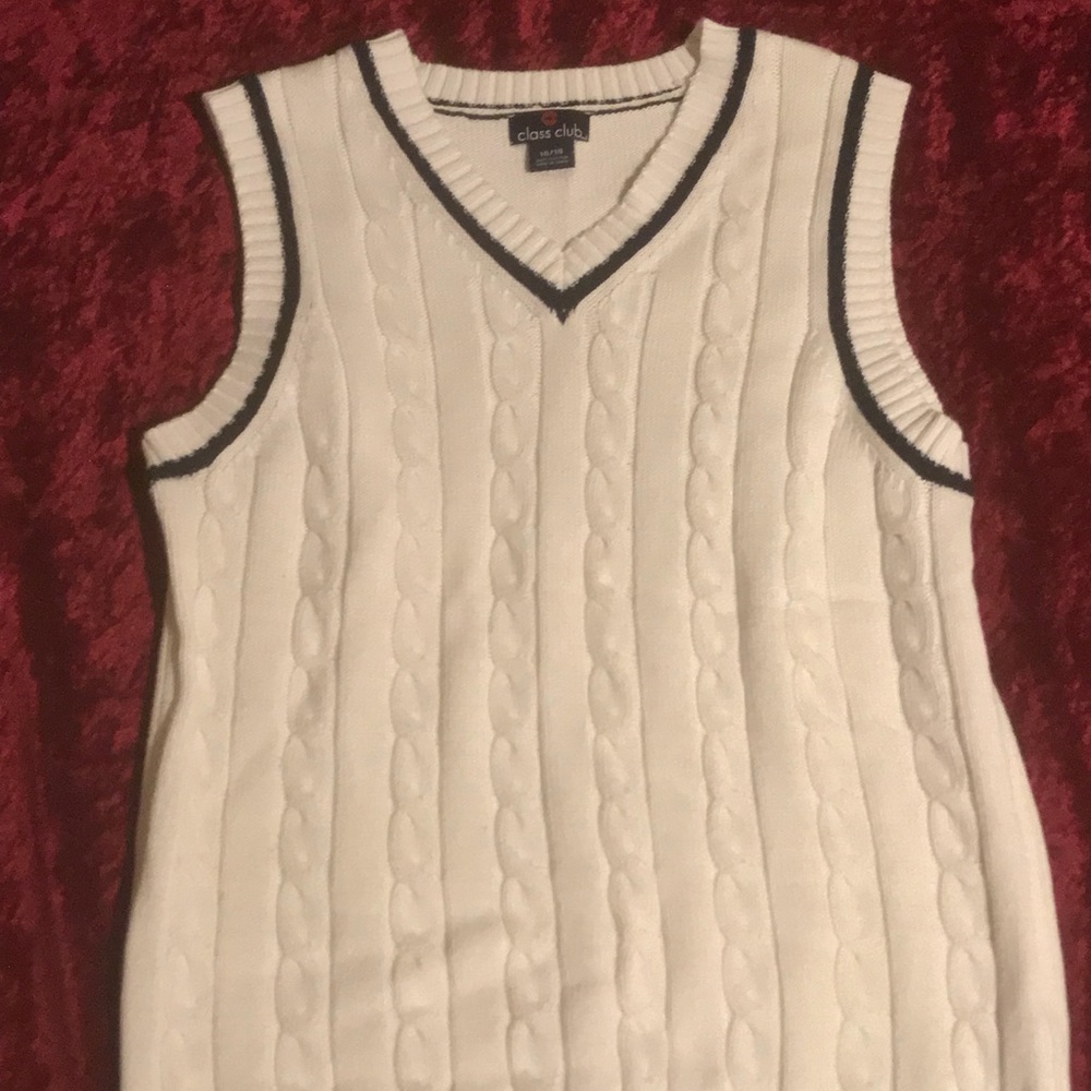 Class club white and black sweater vest