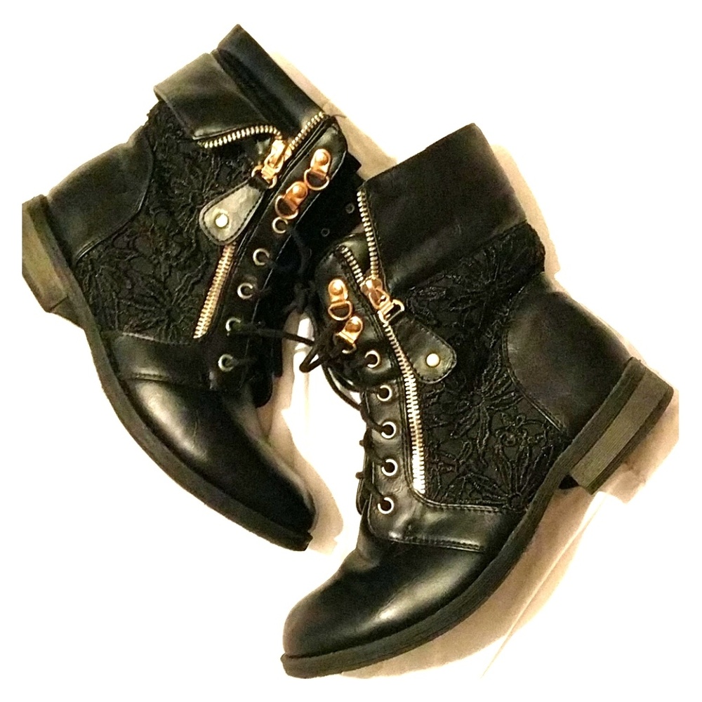 Forever 21 black boots with lace detail