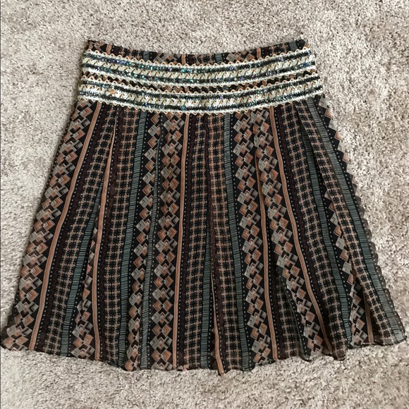 Free People Dresses & Skirts - Free People Beaded Waistband Silk Skirt