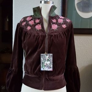 Nuvula Floral Embroidered Velour Hoodie