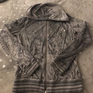 BCBG velour embellished hoodie