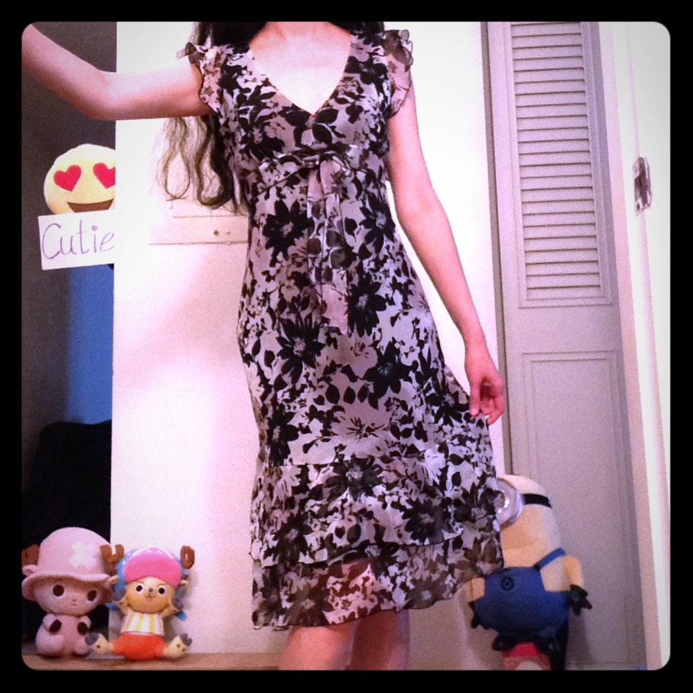 Jonathan Martin Black White Gray Floral Dress