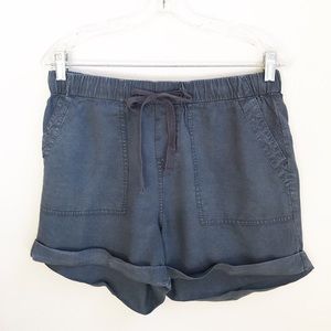Anthropologie Blue cuffed drawstring shorts
