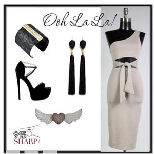 Beige one shoulder Dress