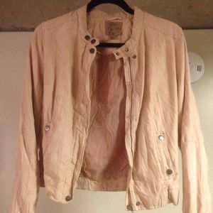 Dusty Pink Women's Suede Bomber Jacket Size Medium