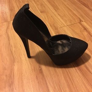 Black shimmer heels