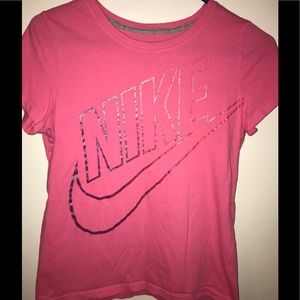 Girls’ Pink Nike Logo Athletic T-Shirt