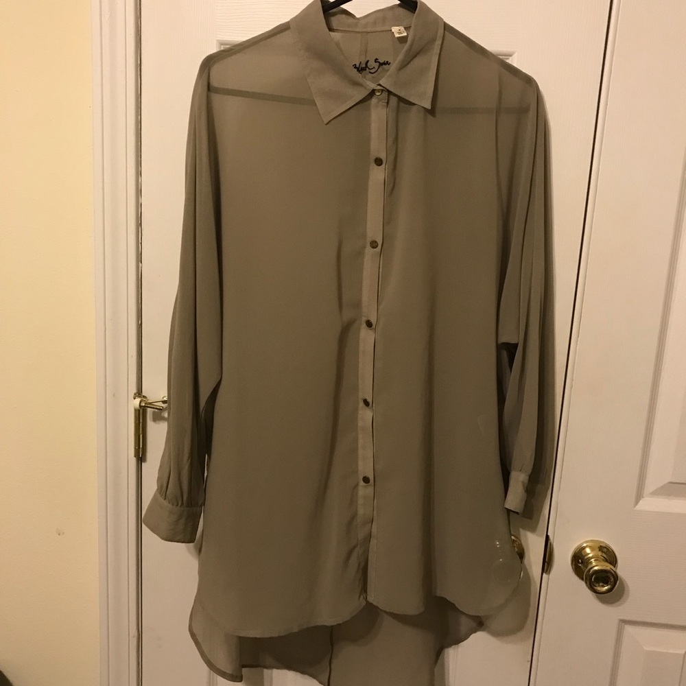 Black Swan M goldish tan sheer top