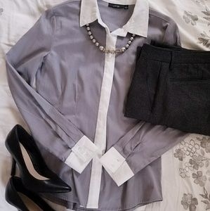 APT.9 steel gray button down