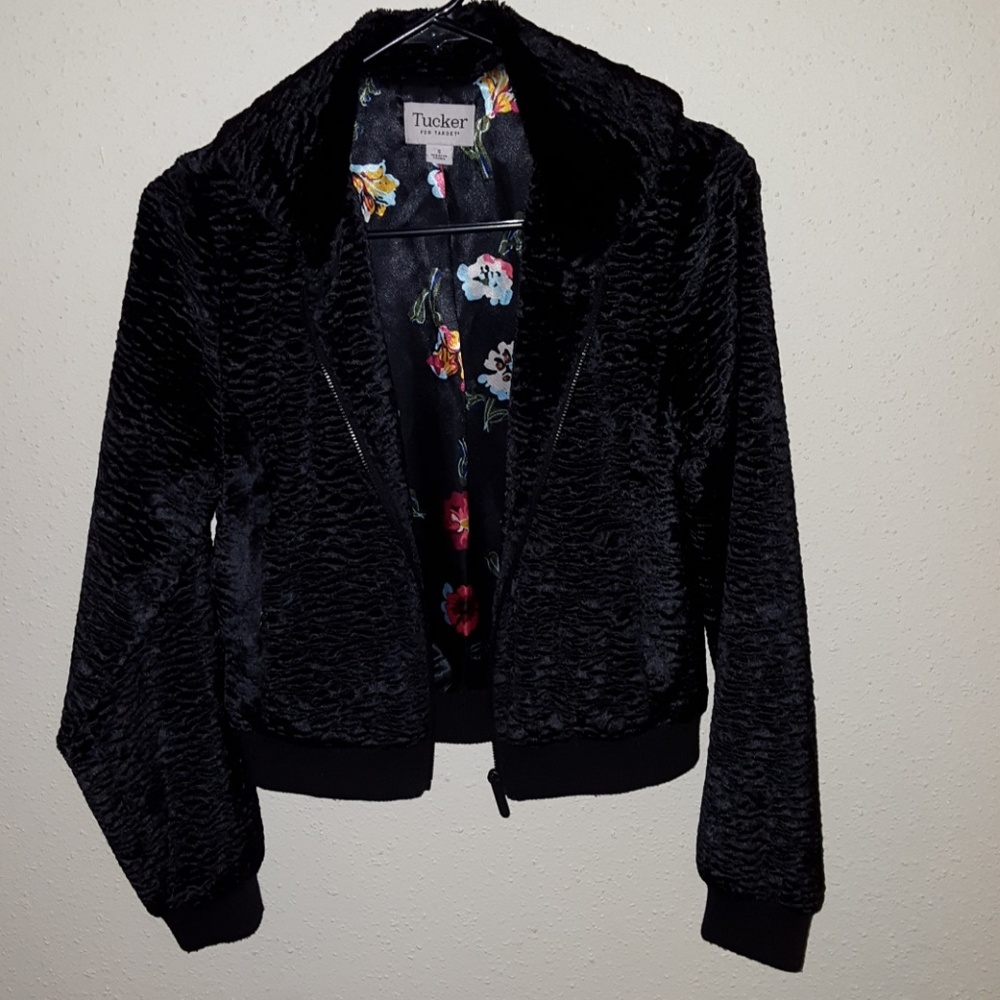 Faux fur bomber jacket